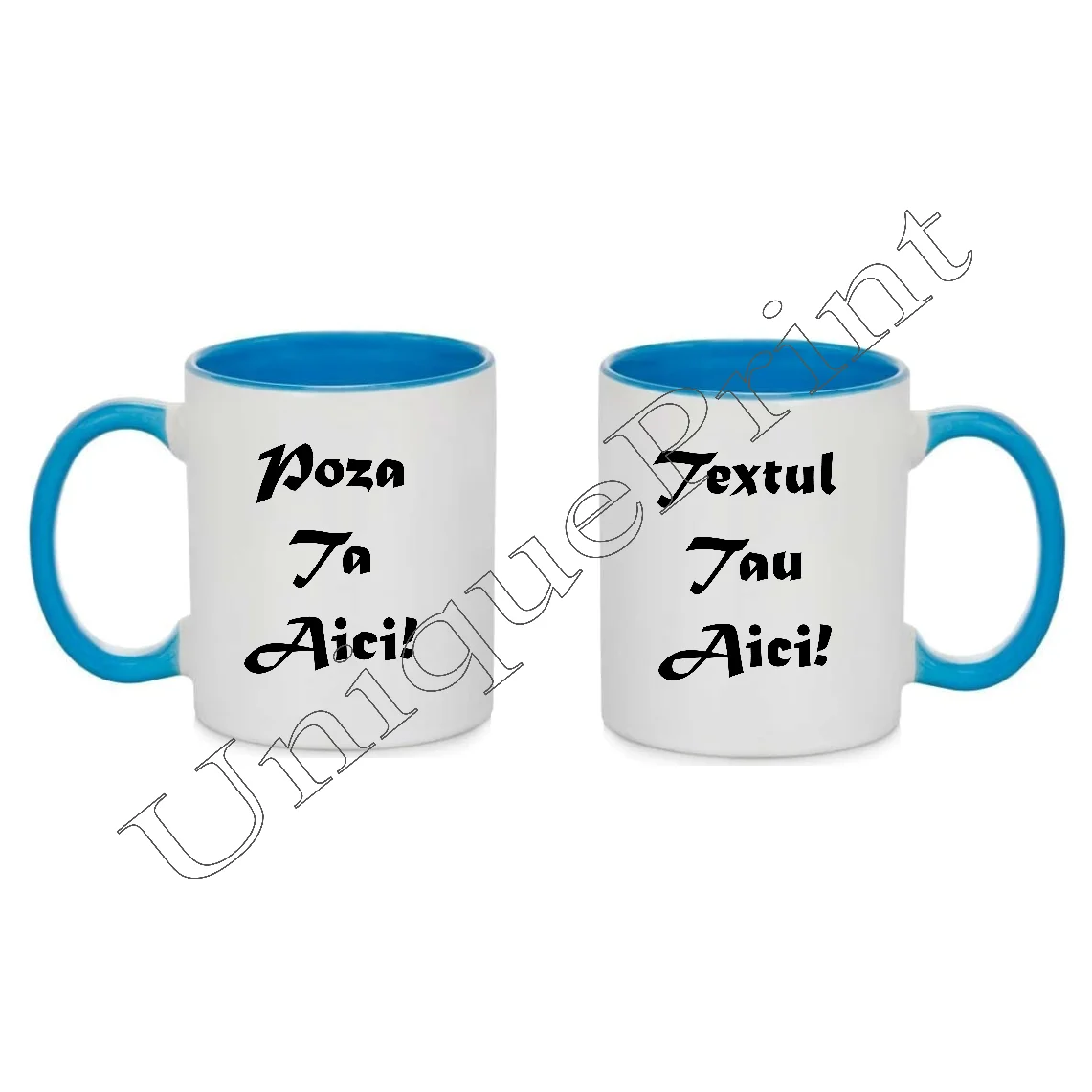 Cana cu toarta si interior albastru