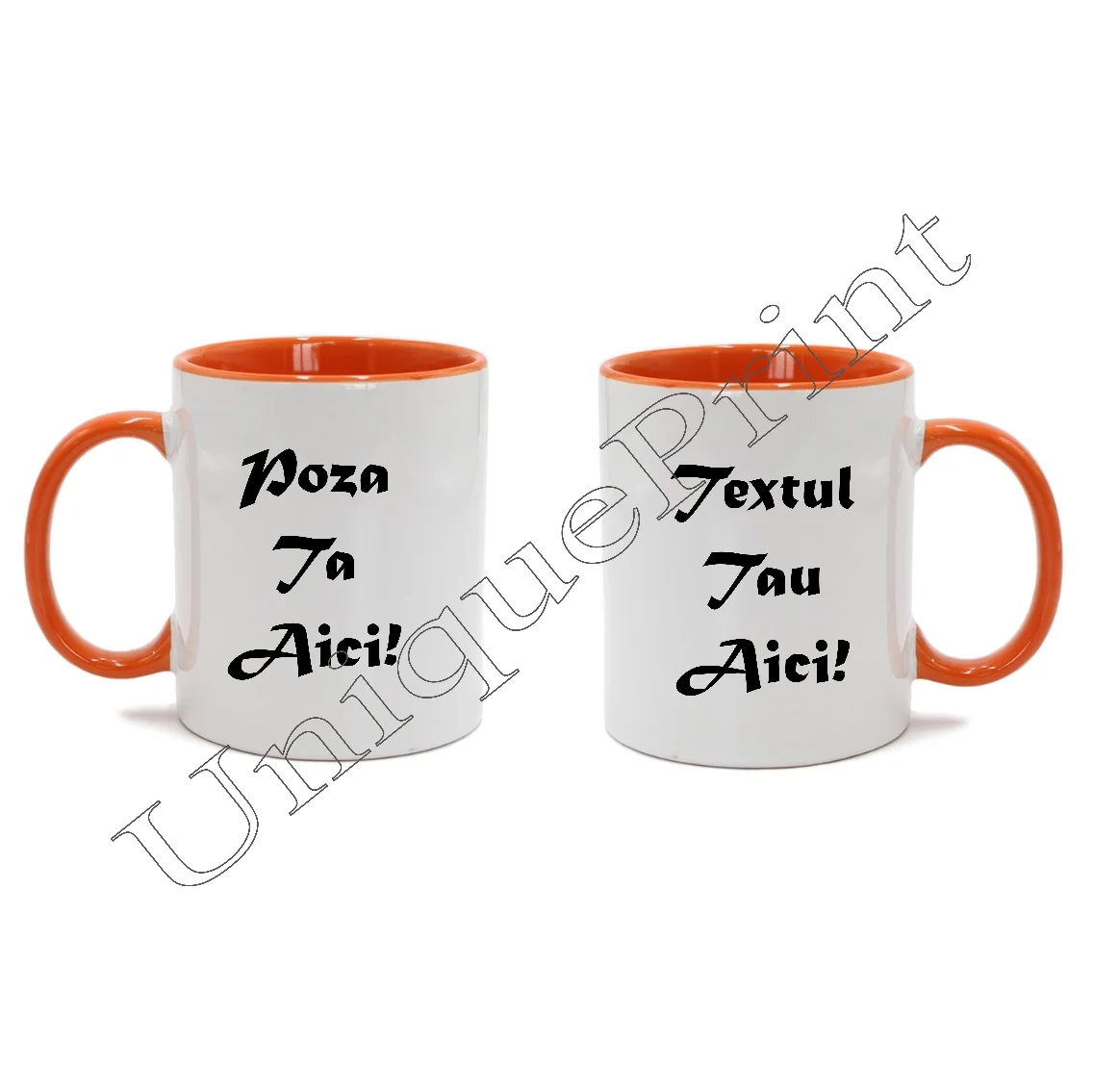 Cana cu toarta si interior portocaliu